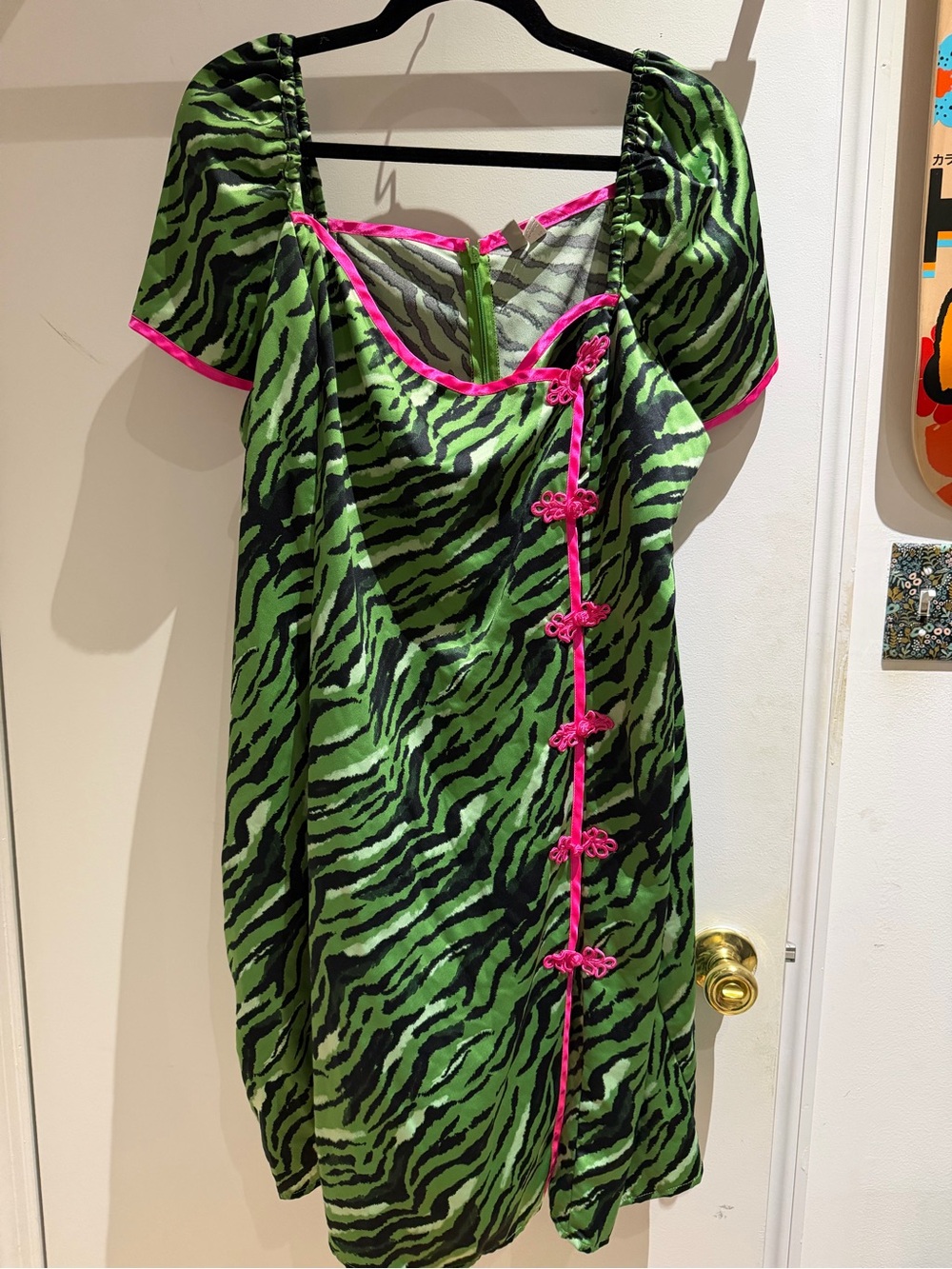 🐸 ASOS Zebra-Print Dress with Pink Trim 💗